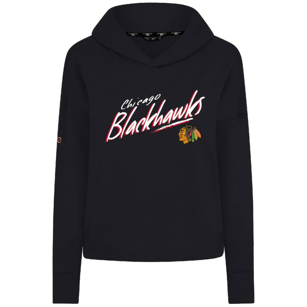 Chicago Blackhawks Levelwear Women's Sweet Sizzle Tri-Blend Cropped Pullover Hoodie - Black | NHL near me