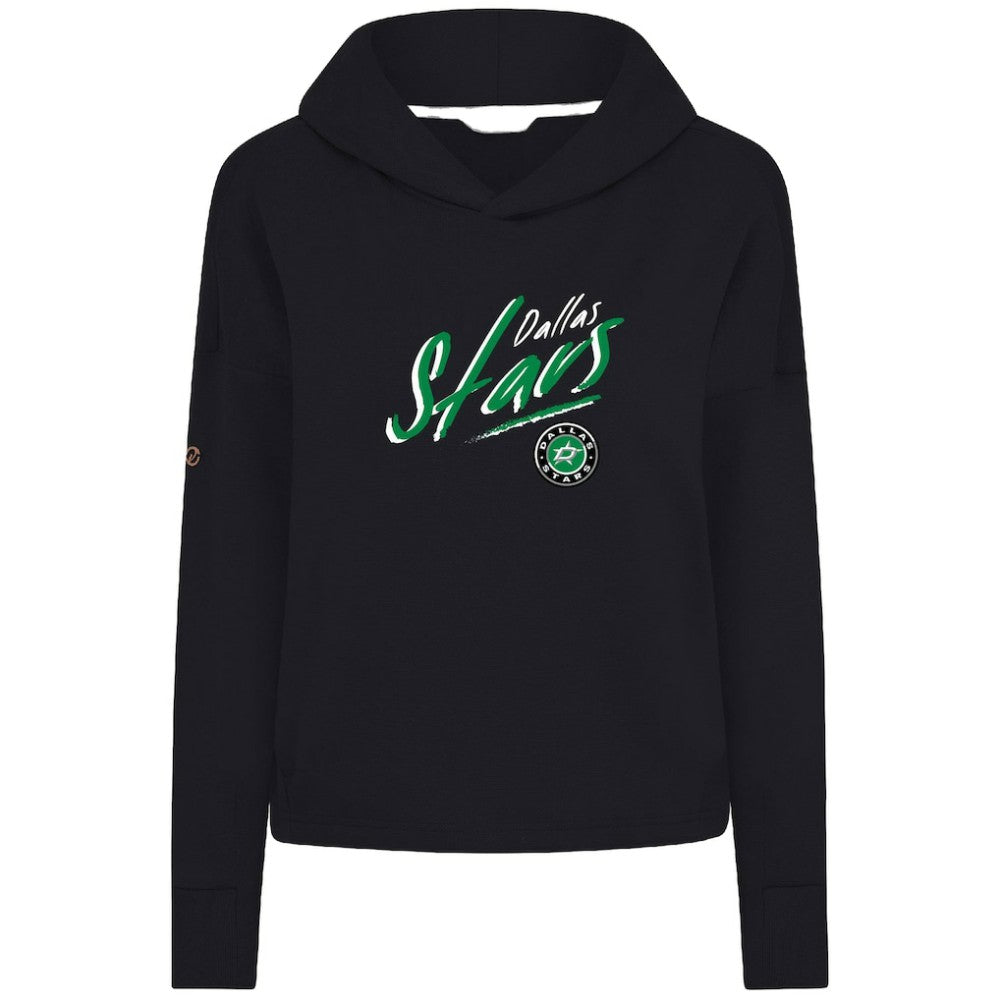 Dallas Stars Levelwear Women's Sweet Sizzle Tri-Blend Cropped Pullover Hoodie - Black | NHL Clearance