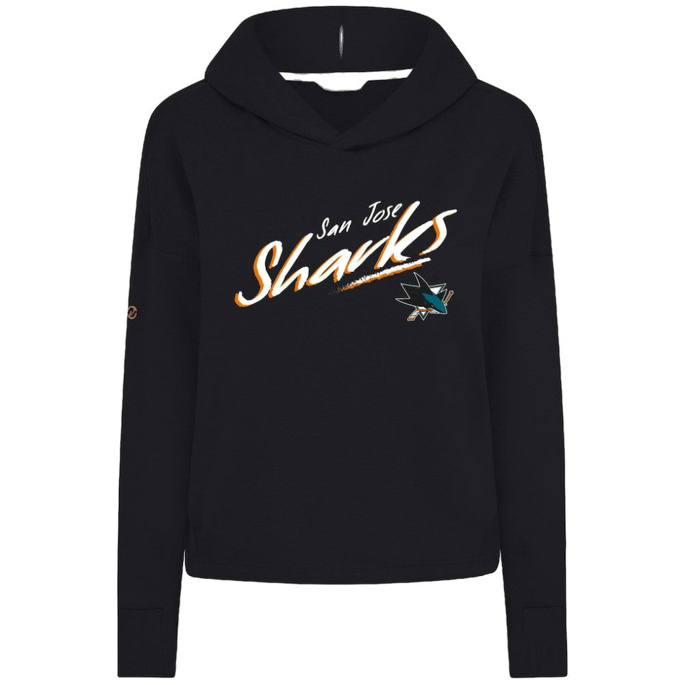 San Jose Sharks Levelwear Women's Sweet Sizzle Tri-Blend Cropped Pullover Hoodie - Black | NHL sale