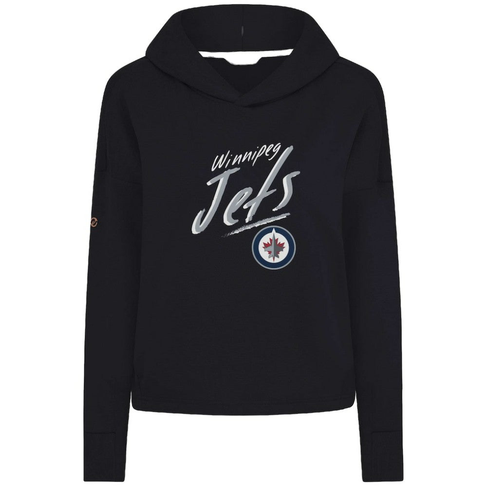 Winnipeg Jets Levelwear Women's Sweet Sizzle Tri-Blend Cropped Pullover Hoodie - Black | NHL Clearance