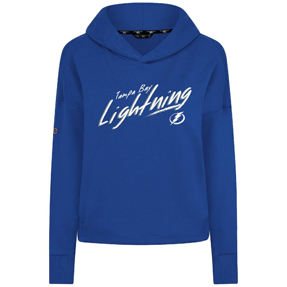 Tampa Bay Lightning Levelwear Women's Sweet Sizzle Tri-Blend Cropped Pullover Hoodie - Royal | NHL Clearance
