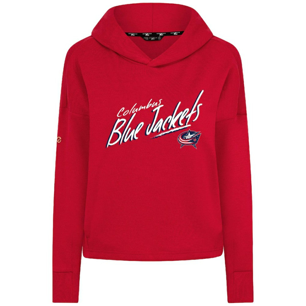 Columbus Blue Jackets Levelwear Women's Sweet Sizzle Tri-Blend Cropped Pullover Hoodie - Red | NHL on sale