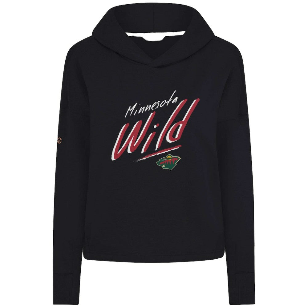 Minnesota Wild Levelwear Women's Sweet Sizzle Tri-Blend Cropped Pullover Hoodie - Black | NHL near me
