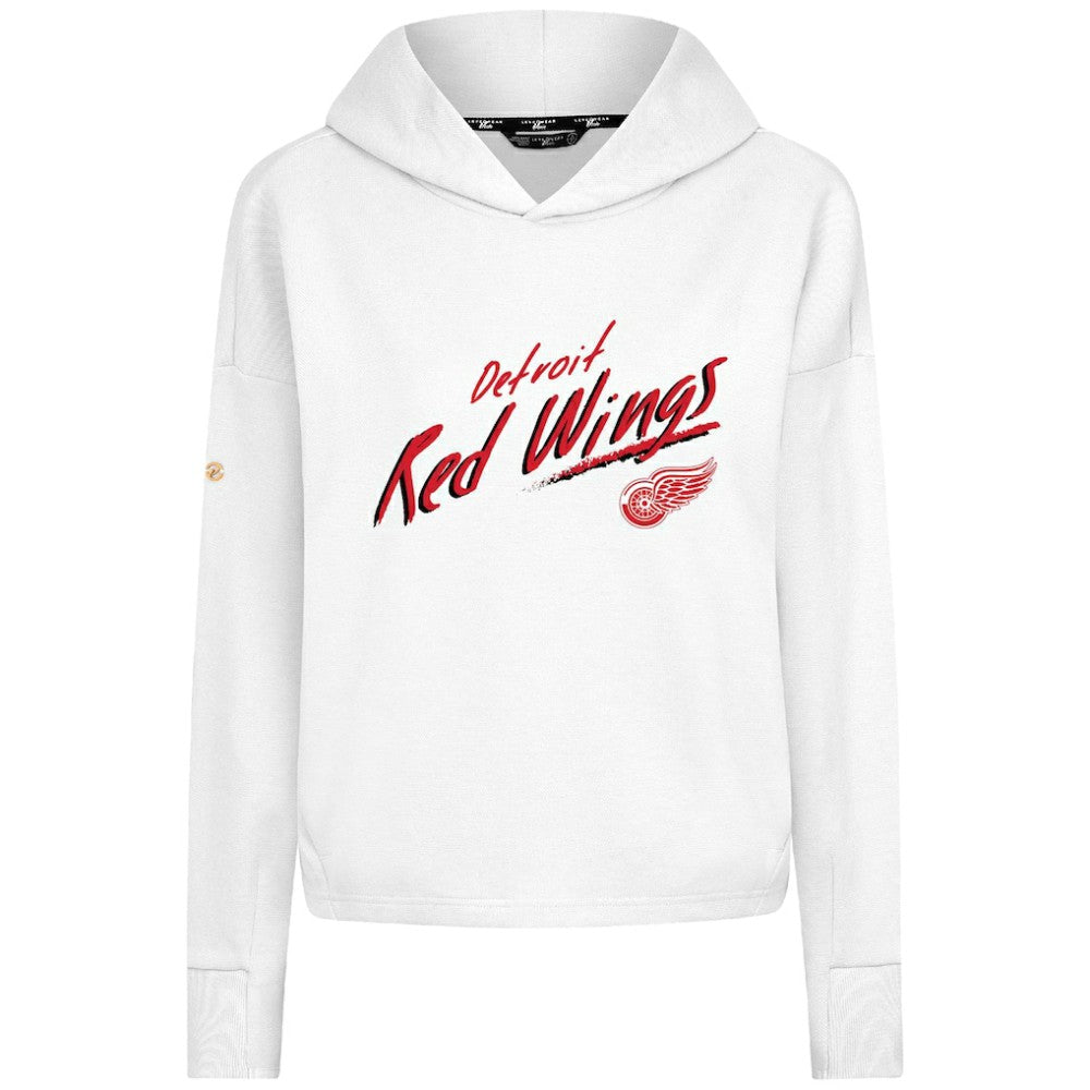 Detroit Red Wings Levelwear Women's Sweet Sizzle Tri-Blend Cropped Pullover Hoodie - White | NHL on sale