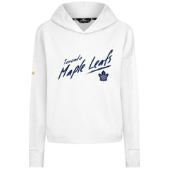 Toronto Maple Leafs Levelwear Women's Sweet Sizzle Tri-Blend Cropped Pullover Hoodie - White | NHL Lifestyle