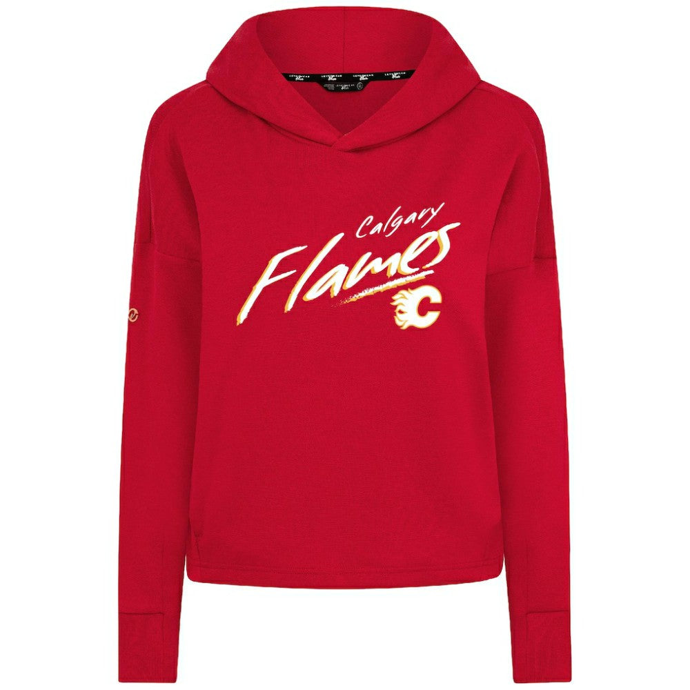 Calgary Flames Levelwear Women's Sweet Sizzle Tri-Blend Cropped Pullover Hoodie - Red | NHL Lifestyle