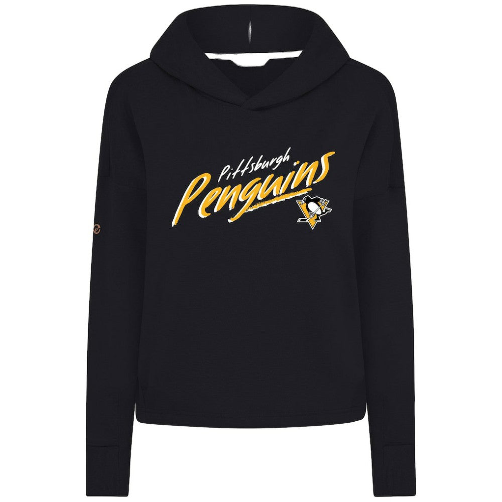 Pittsburgh Penguins Levelwear Women's Sweet Sizzle Tri-Blend Cropped Pullover Hoodie - Black | NHL sale