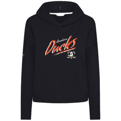 Anaheim Ducks Levelwear Women's Sweet Sizzle Tri-Blend Cropped Pullover Hoodie - Black | NHL Lifestyle