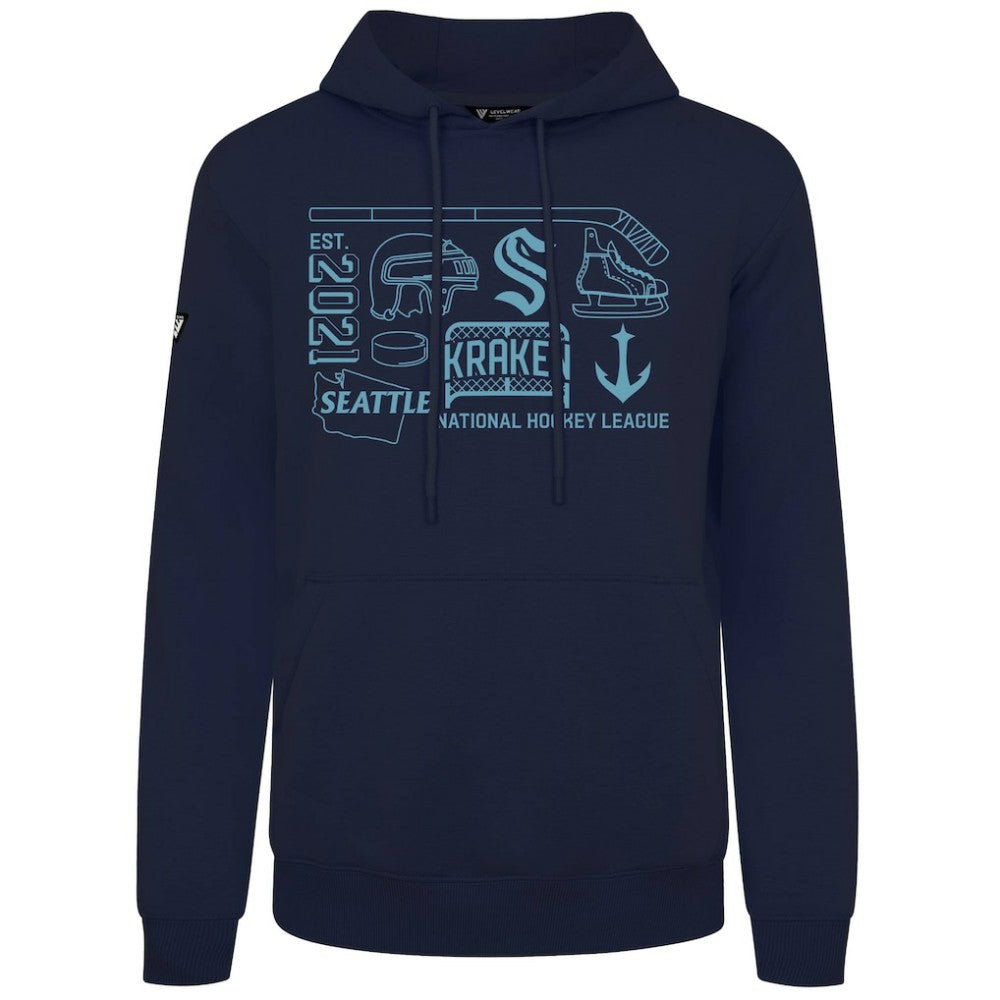 Seattle Kraken Levelwear Podium Campaign Pullover Hoodie - Deep Sea Blue | NHL discount