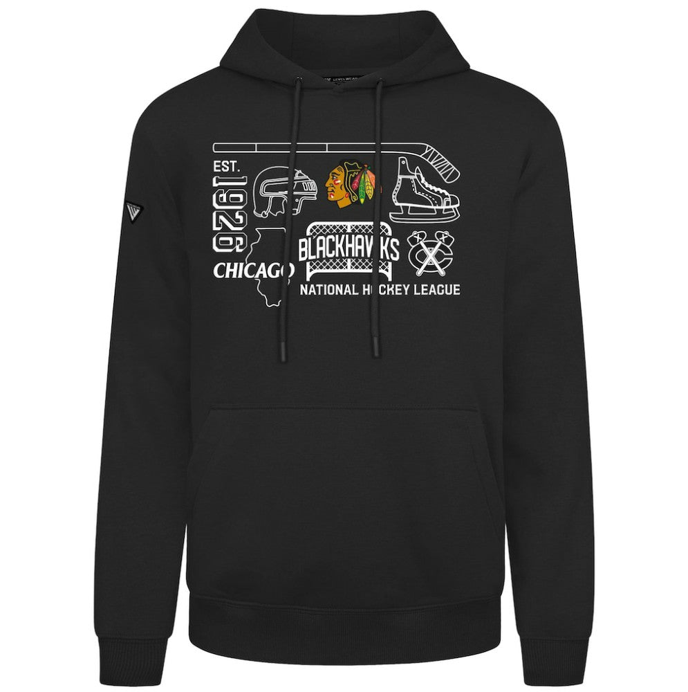 Chicago Blackhawks Levelwear Podium Campaign Pullover Hoodie - Black | NHL Lifestyle