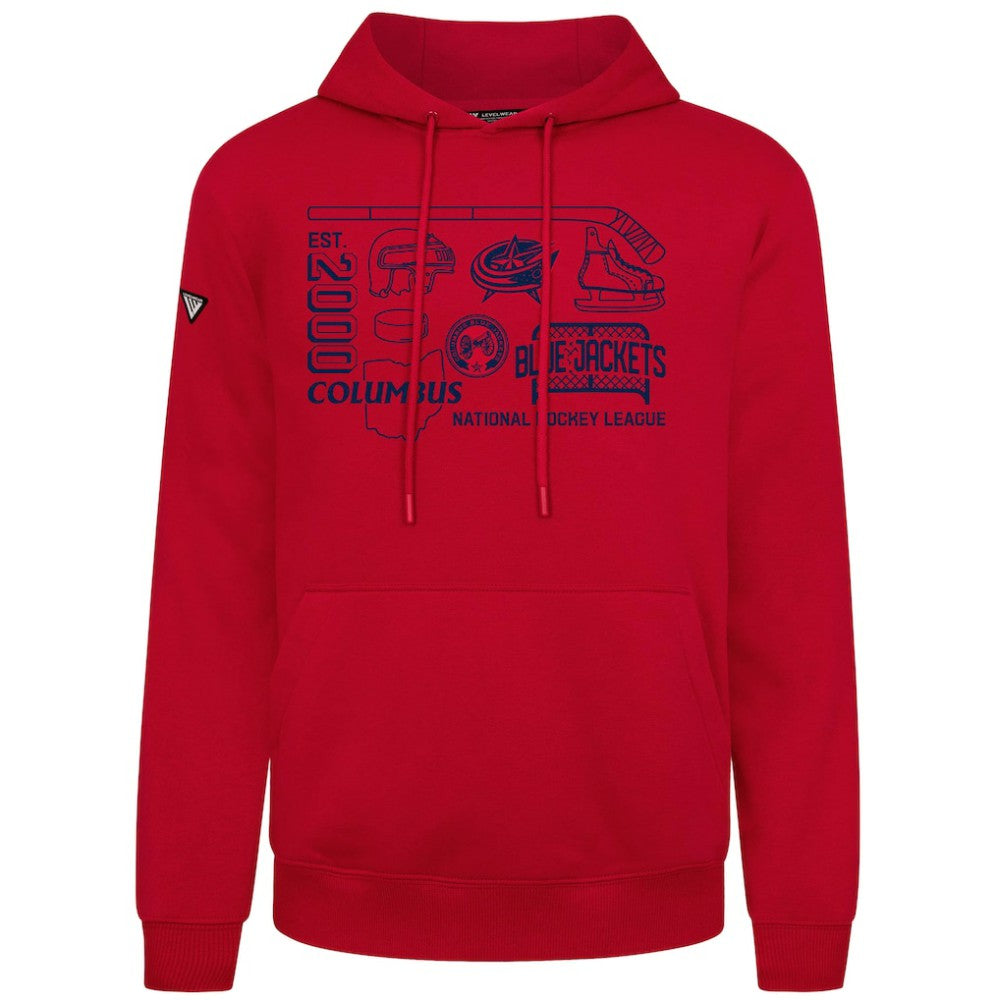 Columbus Blue Jackets Levelwear Podium Campaign Pullover Hoodie - Red | NHL Lifestyle