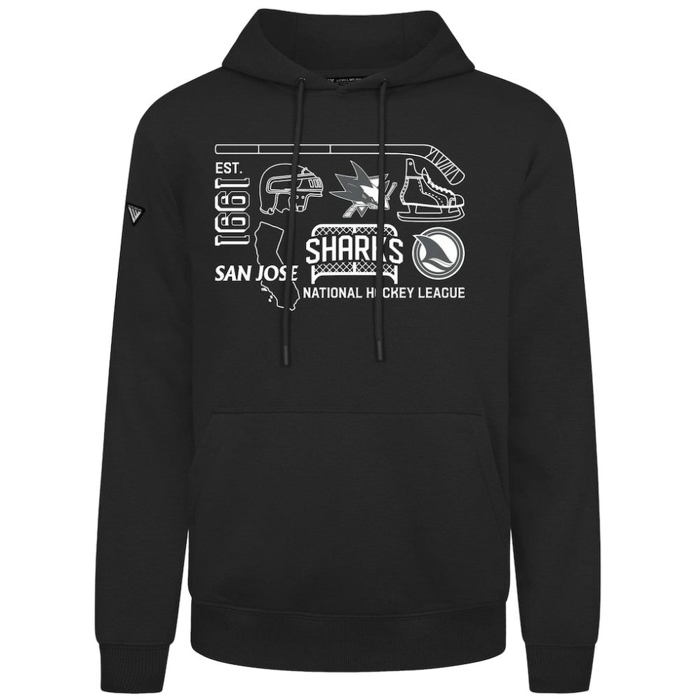 San Jose Sharks Levelwear Podium Campaign Pullover Hoodie - Black | NHL on sale