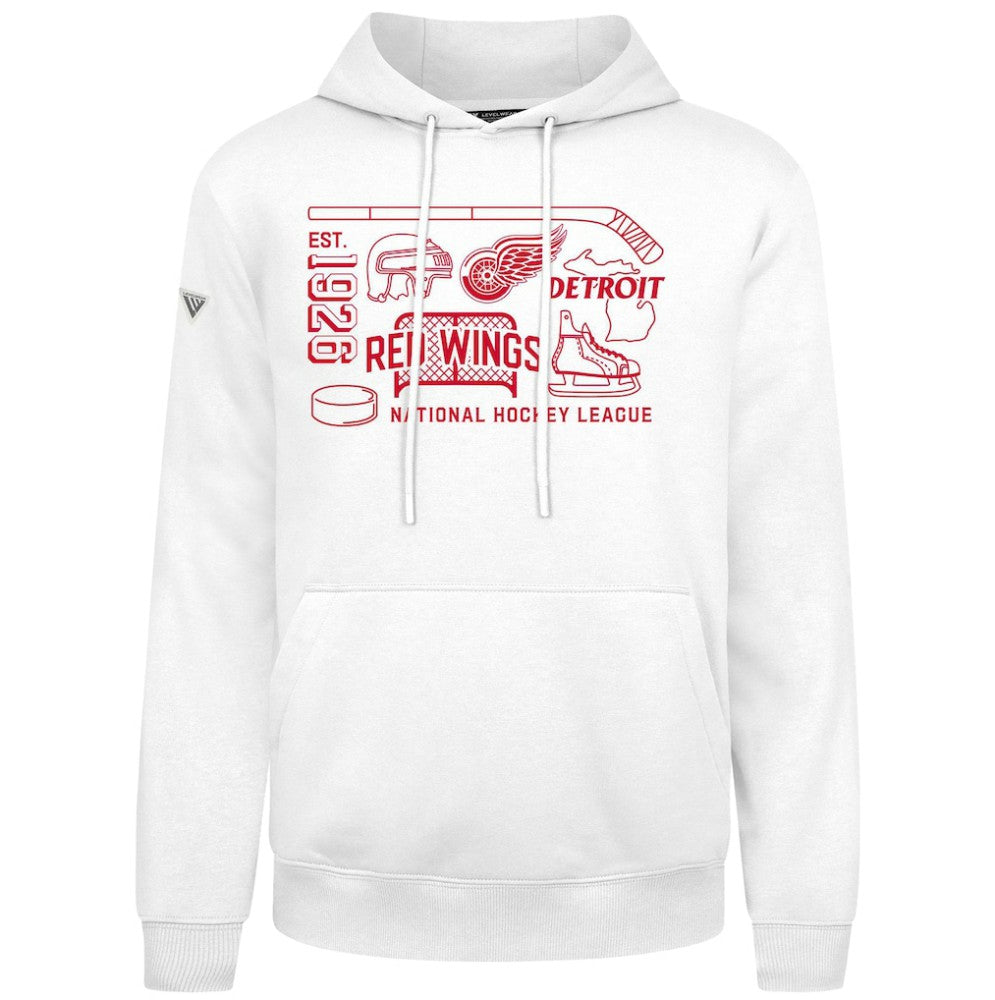 Detroit Red Wings Levelwear Podium Campaign Pullover Hoodie - White | NHL Clearance