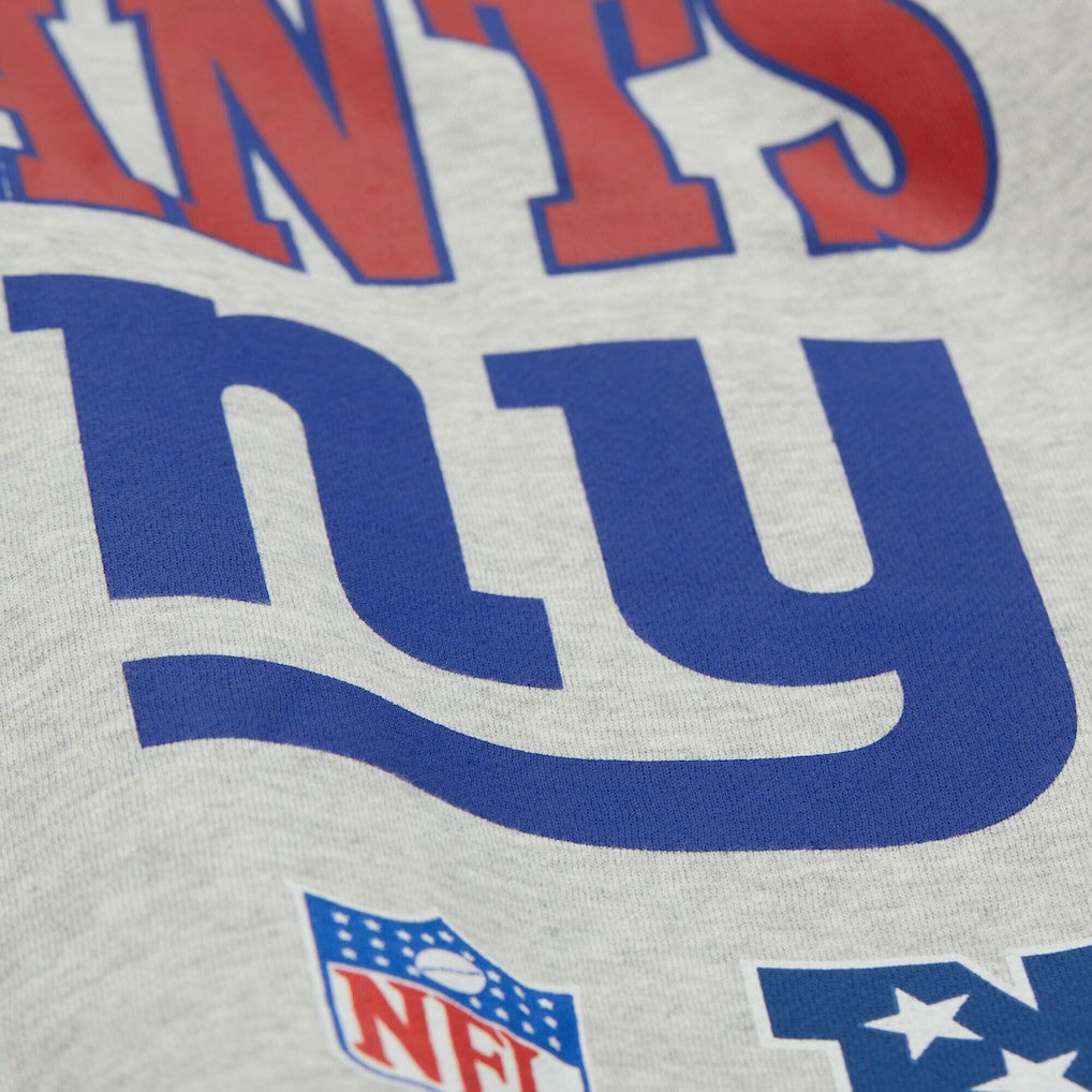 New York Giants All Over Print Vintage Fleece Crewneck Sweatshirt - Heather Gray - Mitchell & Ness