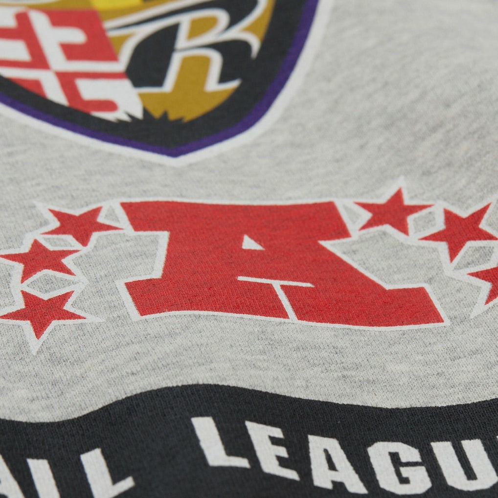 Baltimore Ravens All Over Print Vintage Fleece Crewneck Sweatshirt - Heather Gray - Mitchell & Ness