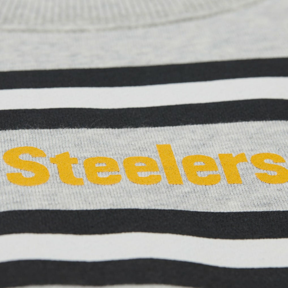 Pittsburgh Steelers All Over Print Vintage Fleece Crewneck Sweatshirt - Heather Gray - Mitchell & Ness