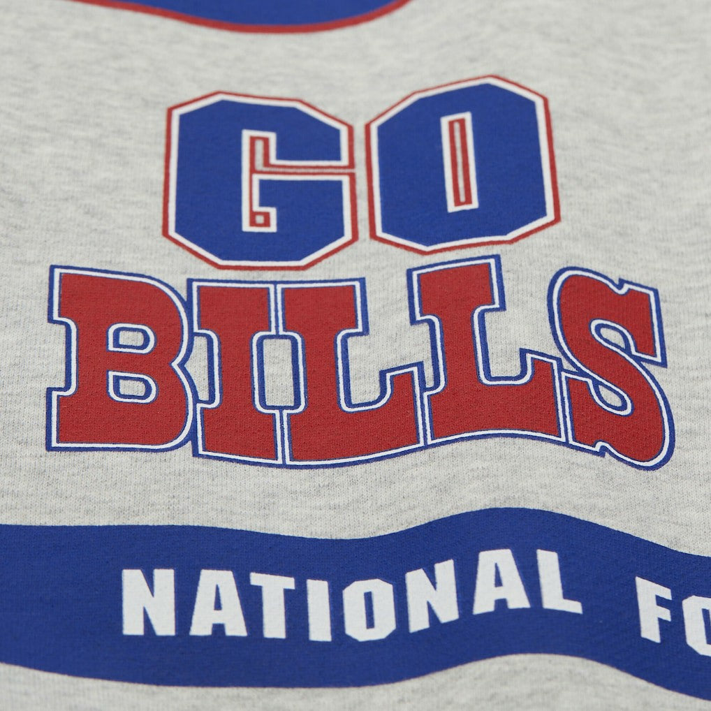 Buffalo Bills All Over Print Vintage Fleece Crewneck Sweatshirt - Heather Gray - Mitchell & Ness