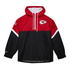 Kansas City Chiefs Tie Breaker Vintage Logo Lightweight Anorak Half-Zip Windbreaker - Red/Black - Mitchell & Ness