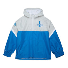Detroit Lions Tie Breaker Vintage Logo Lightweight Anorak Half-Zip Windbreaker - Silver/Blue - Mitchell & Ness