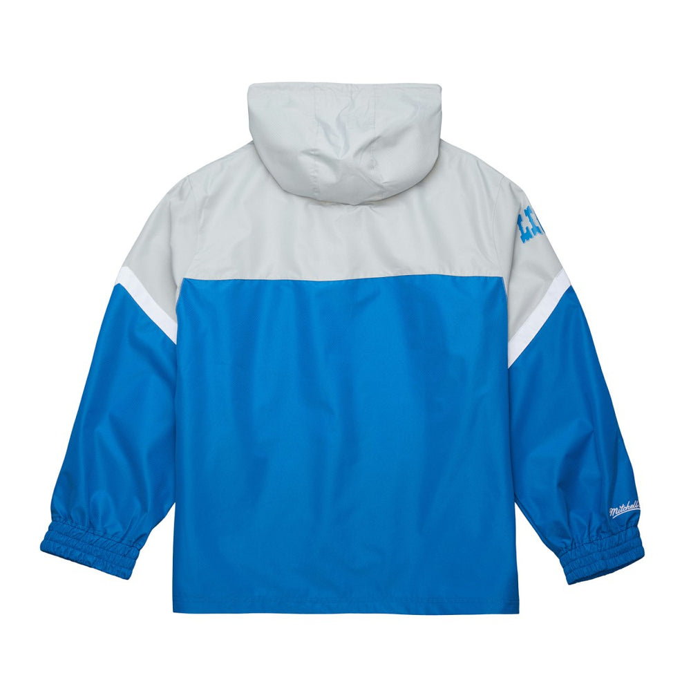 Detroit Lions Tie Breaker Vintage Logo Lightweight Anorak Half-Zip Windbreaker - Silver/Blue - Mitchell & Ness