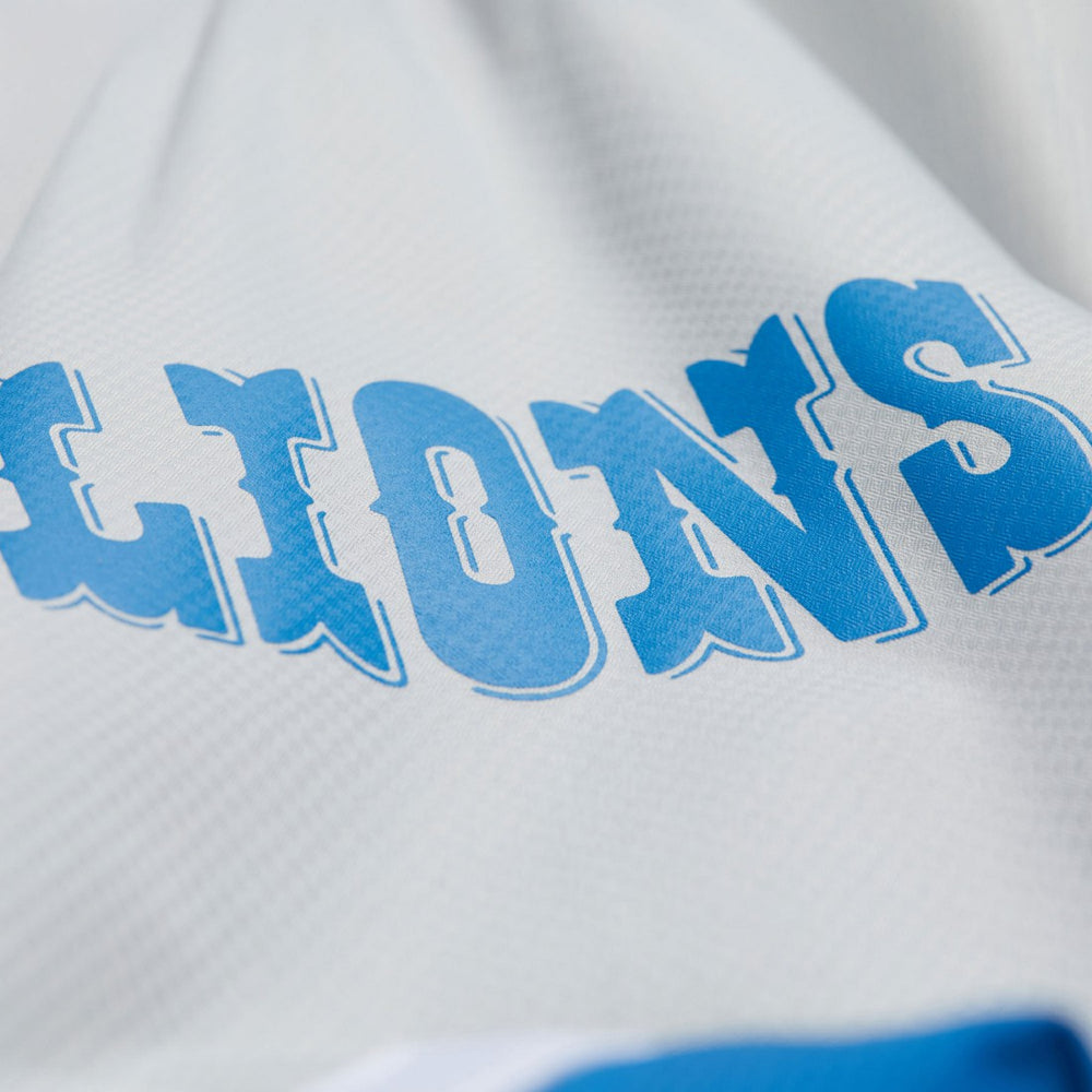 Detroit Lions Tie Breaker Vintage Logo Lightweight Anorak Half-Zip Windbreaker - Silver/Blue - Mitchell & Ness