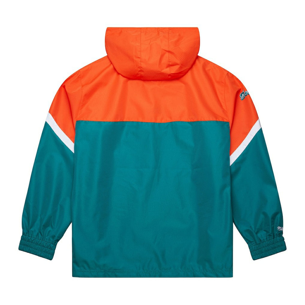 Miami Dolphins Tie Breaker Vintage Logo Lightweight Anorak Half-Zip Windbreaker - Orange/Aqua - Mitchell & Ness
