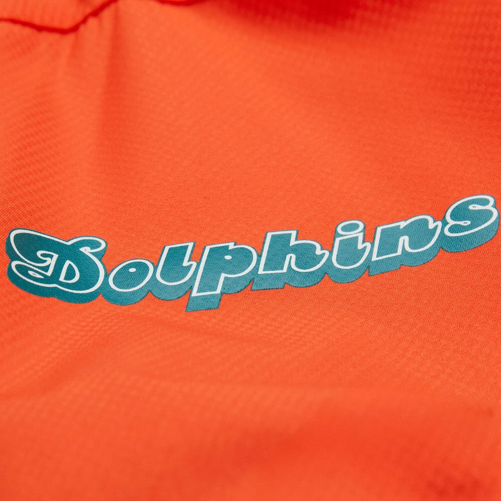 Miami Dolphins Tie Breaker Vintage Logo Lightweight Anorak Half-Zip Windbreaker - Orange/Aqua - Mitchell & Ness