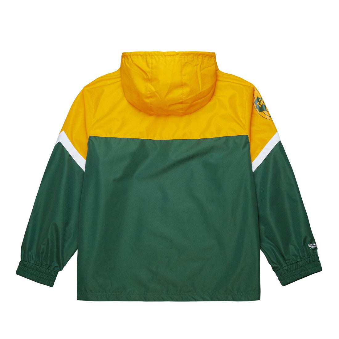 Green Bay Packers Tie Breaker Vintage Logo Lightweight Anorak Half-Zip Windbreaker - Gold/Green - Mitchell & Ness