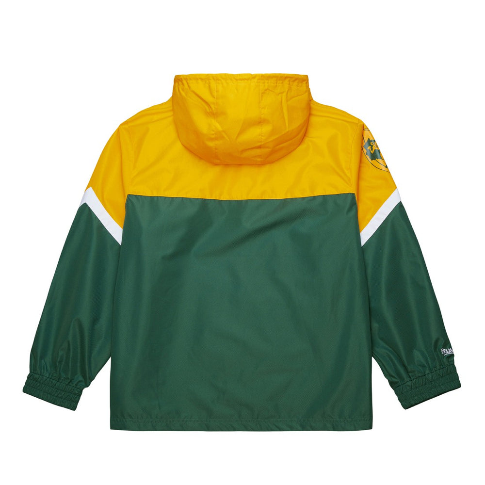 Green Bay Packers Tie Breaker Vintage Logo Lightweight Anorak Half-Zip Windbreaker - Gold/Green - Mitchell & Ness