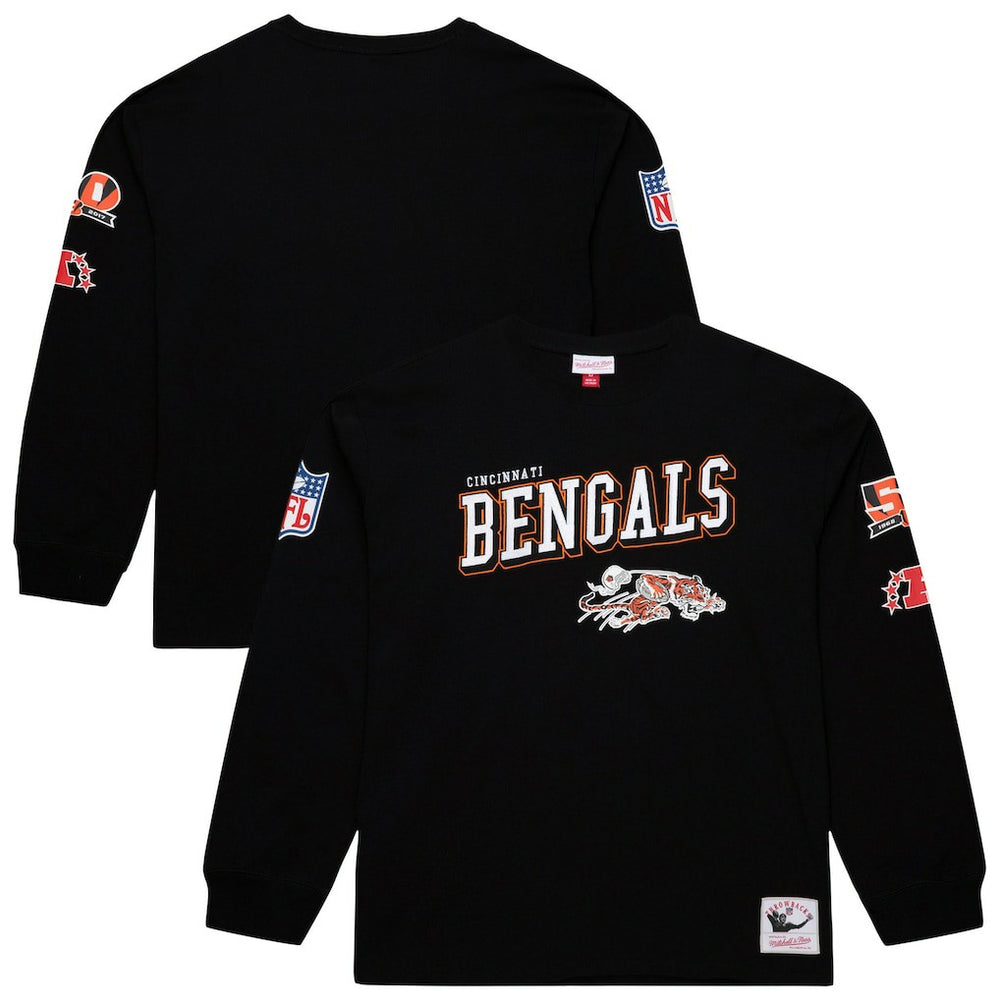 Cincinnati Bengals Training Camp Vintage Logos Long Sleeve T-Shirt - Black - Mitchell & Ness