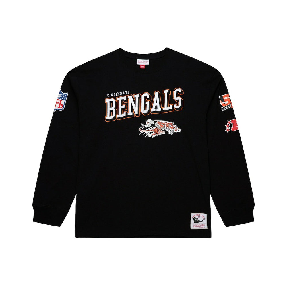 Cincinnati Bengals Training Camp Vintage Logos Long Sleeve T-Shirt - Black - Mitchell & Ness