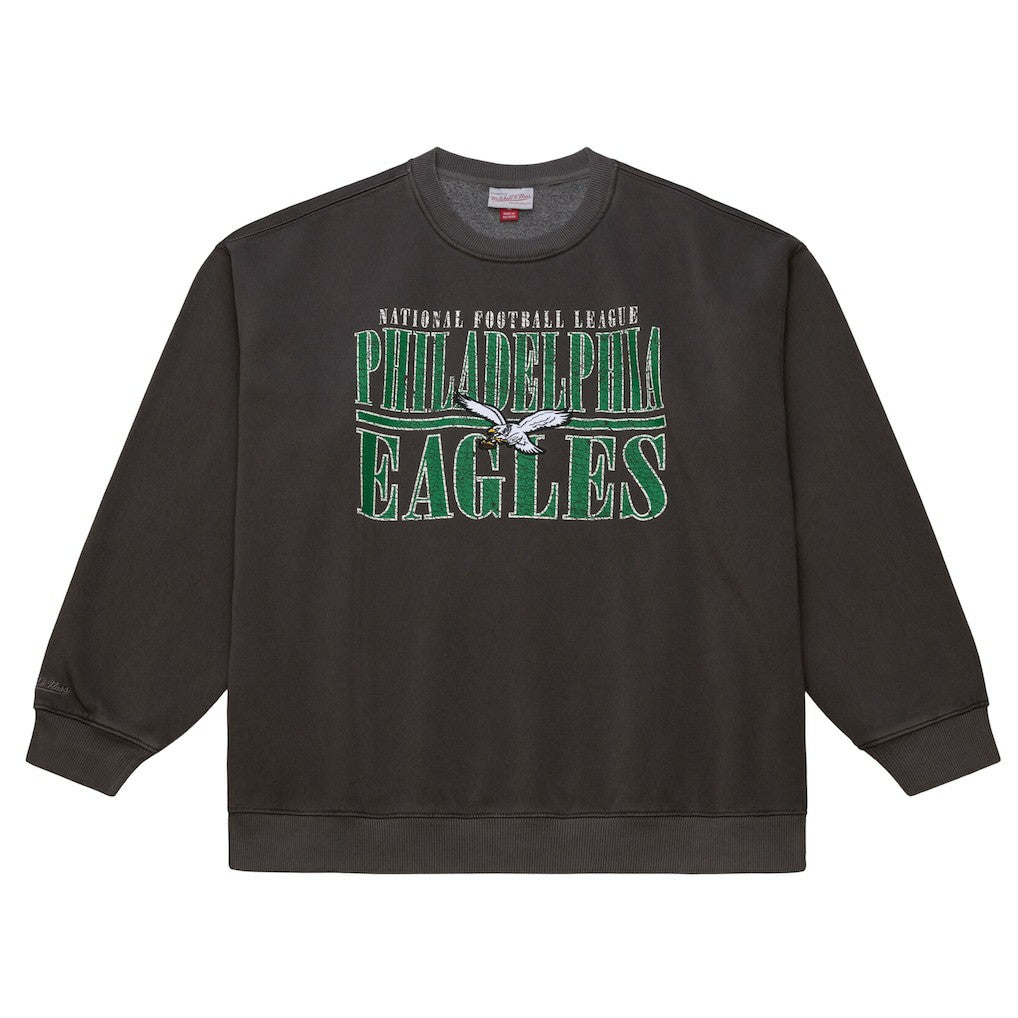 Philadelphia Eagles Downtown Crew Vintage Logo Sweatshirt - Black - Mitchell & Ness