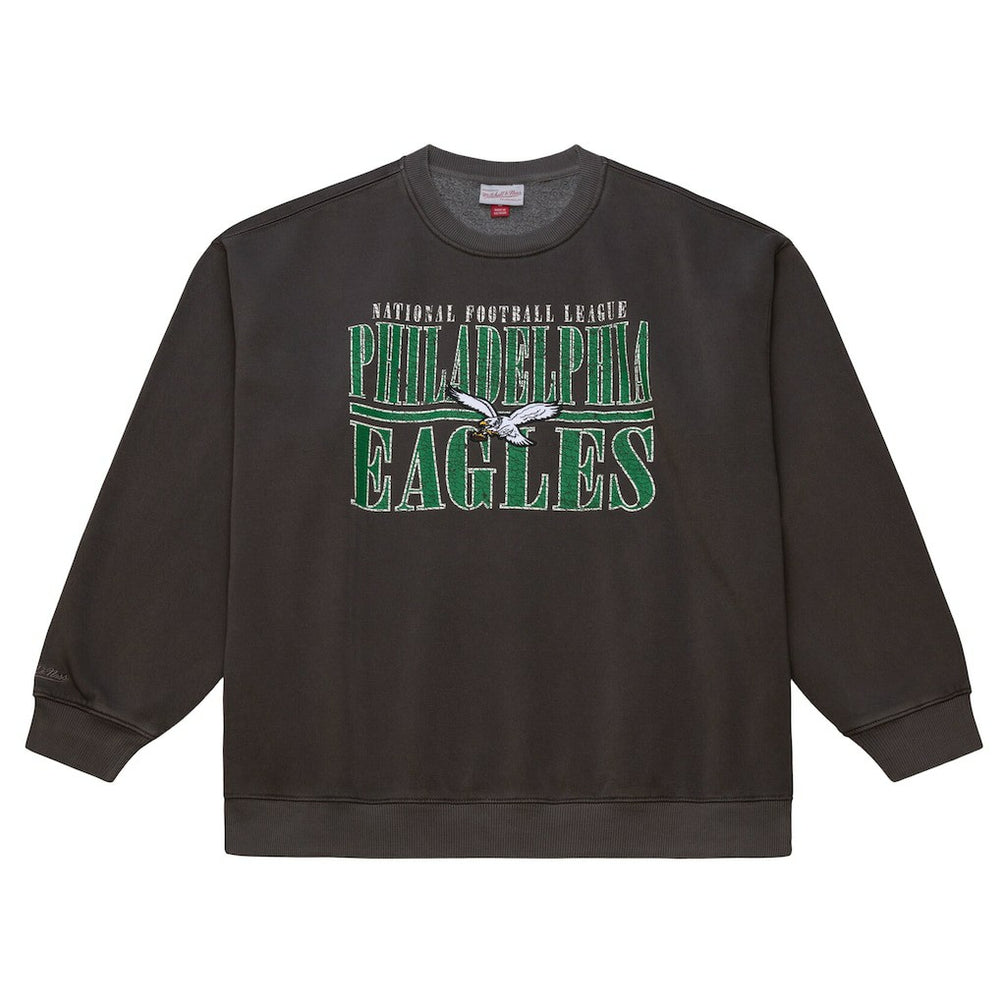 Philadelphia Eagles Downtown Crew Vintage Logo Sweatshirt - Black - Mitchell & Ness