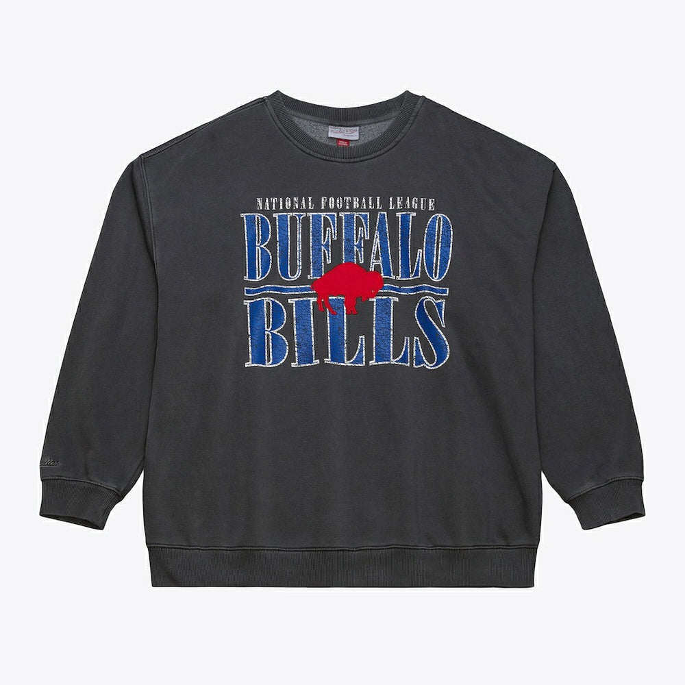 Buffalo Bills Downtown Crew Vintage Logo Sweatshirt - Black - Mitchell & Ness