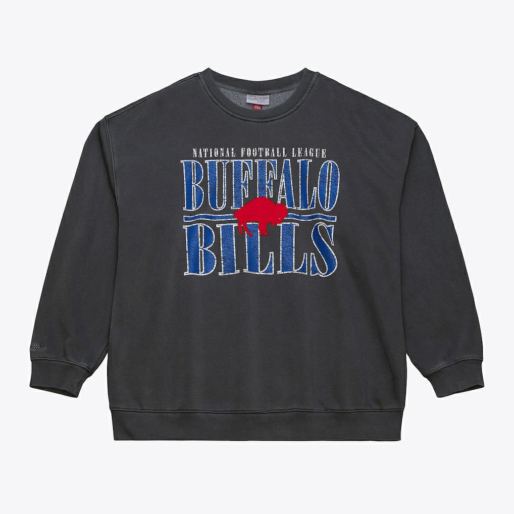 Buffalo Bills Downtown Crew Vintage Logo Sweatshirt - Black - Mitchell & Ness