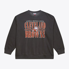 Cleveland Browns Downtown Crew Vintage Logo Sweatshirt - Black - Mitchell & Ness