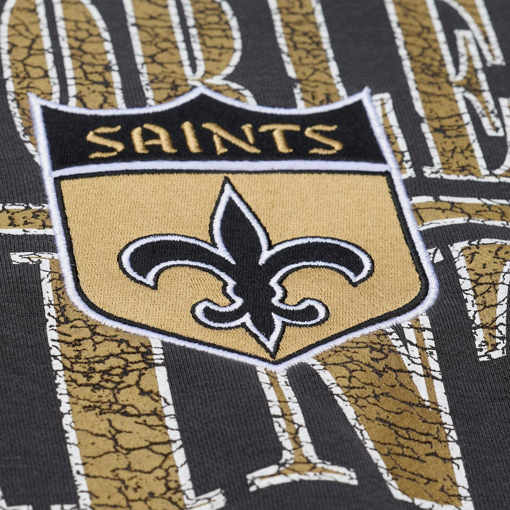 New Orleans Saints Downtown Crew Vintage Logo Sweatshirt - Black - Mitchell & Ness