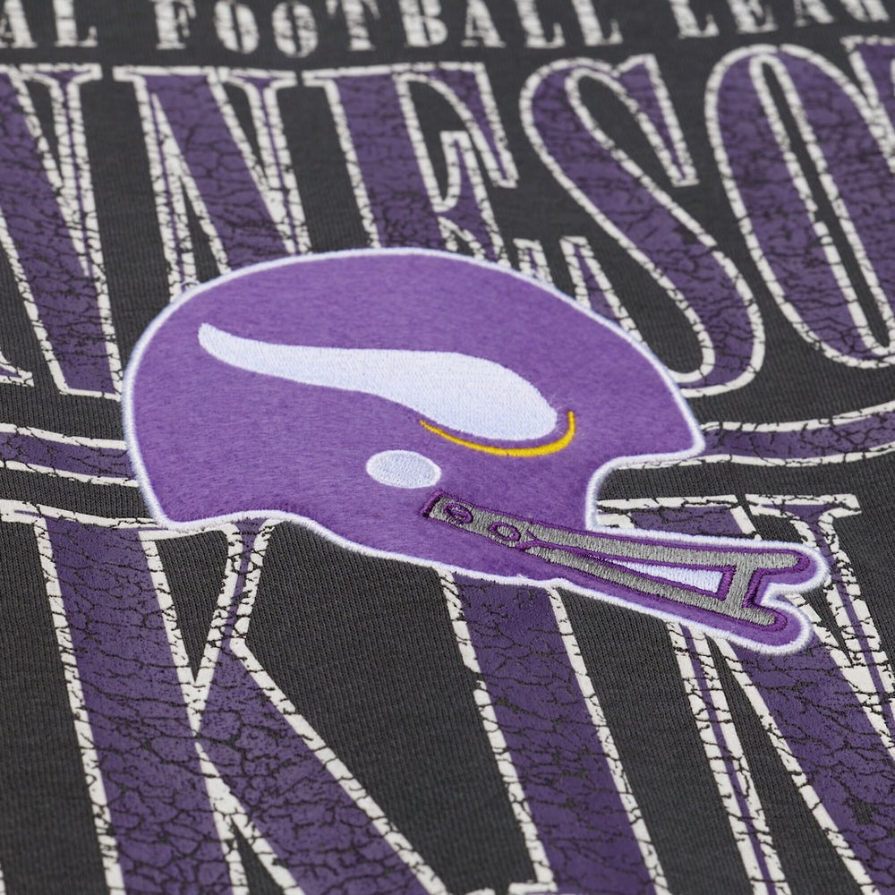 Minnesota Vikings Downtown Crew Vintage Logo Sweatshirt - Black - Mitchell & Ness