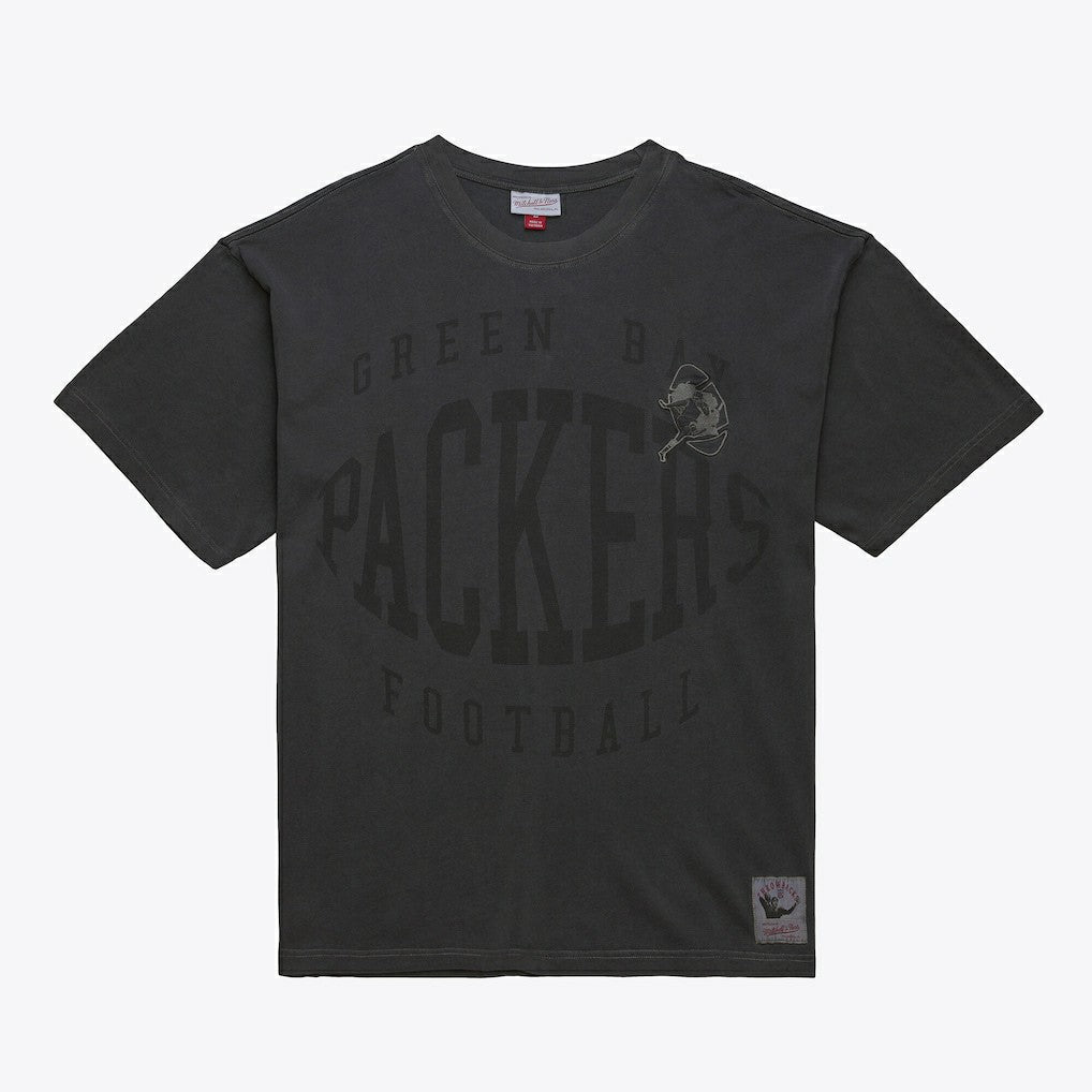 Green Bay Packers Downtown Collection Premium Vintage Logo T-Shirt - Black - Mitchell & Ness
