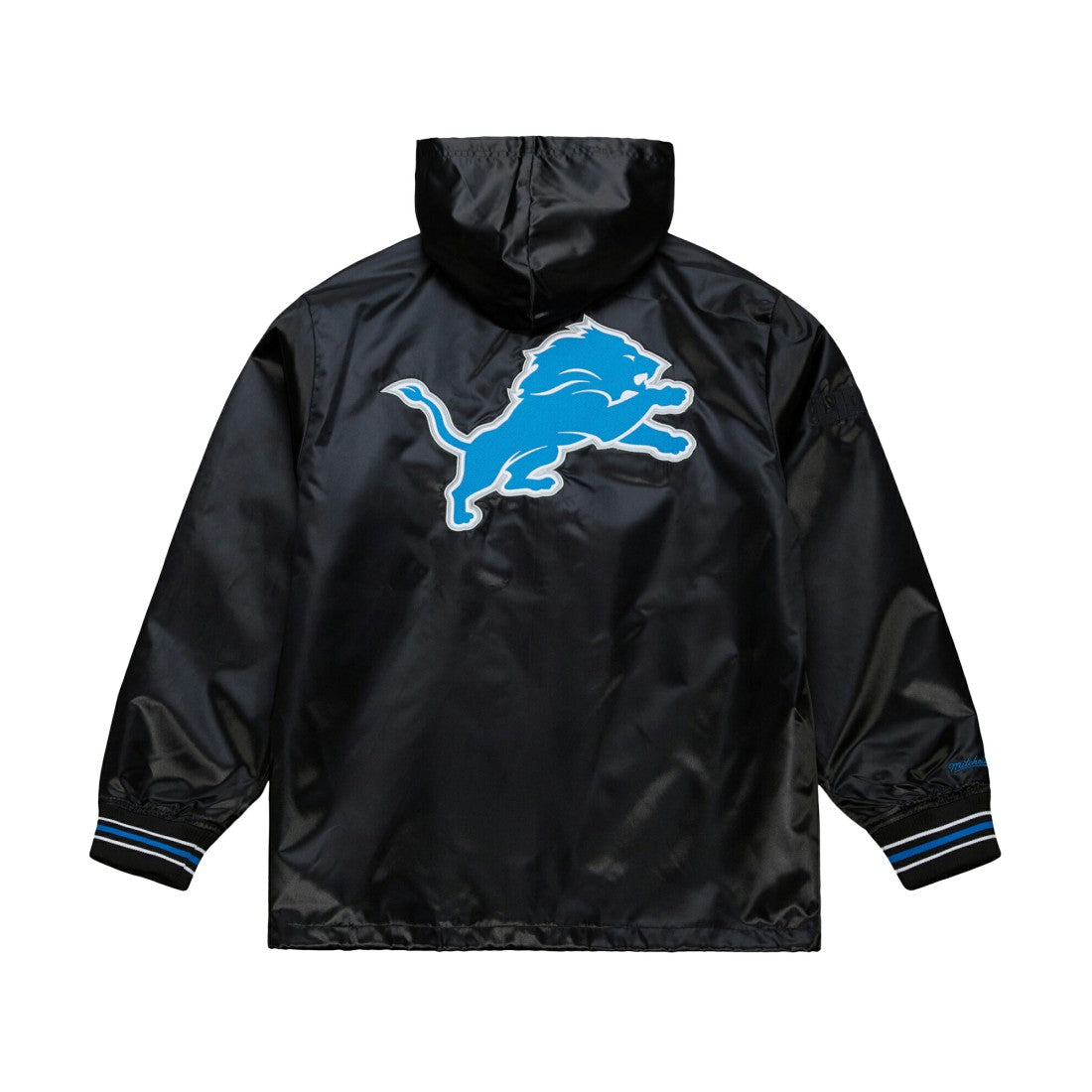 Detroit Lions Downtown Satin Full-Snap Hooded Jacket - Black - Mitchell & Ness