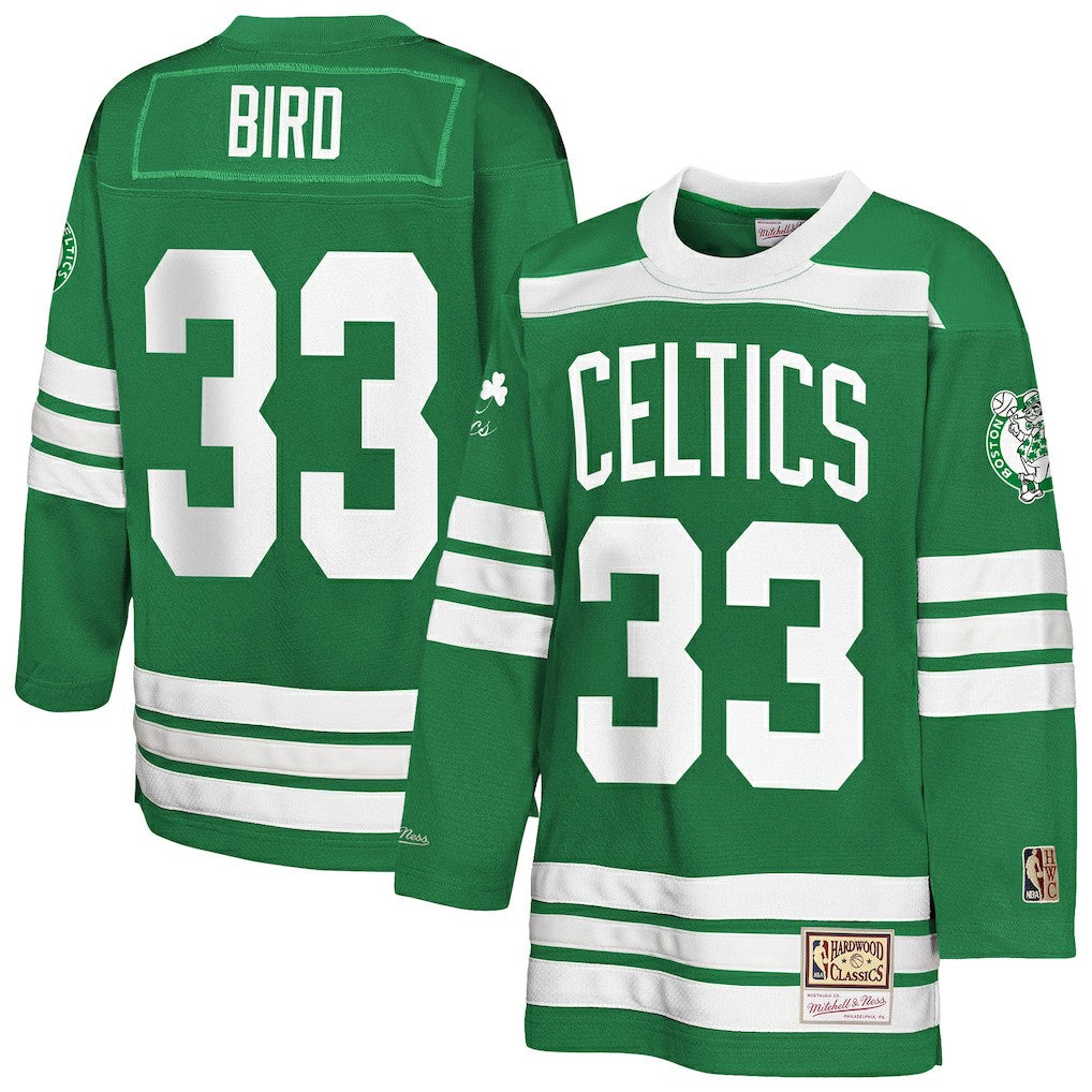 Mitchell & Ness Larry Bird Boston Celtics Youth Maxxed Out 2.0 Fashion Hockey Jersey Kelly Green