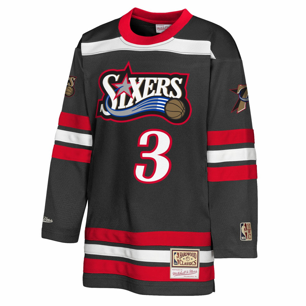 Mitchell & Ness Allen Iverson Philadelphia 76ers Youth Maxxed Out 2.0 Fashion Hockey Jersey Black