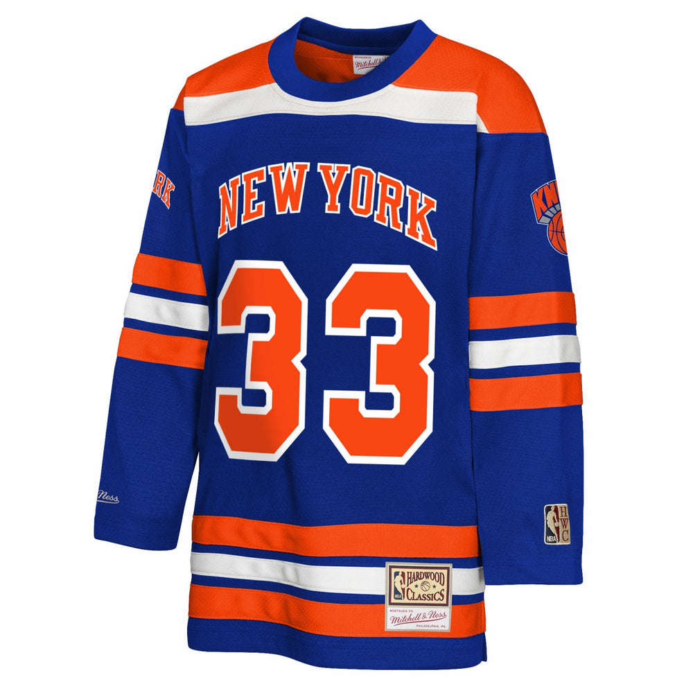 Mitchell & Ness Patrick Ewing New York Knicks Youth Maxxed Out 2.0 Fashion Hockey Jersey Blue