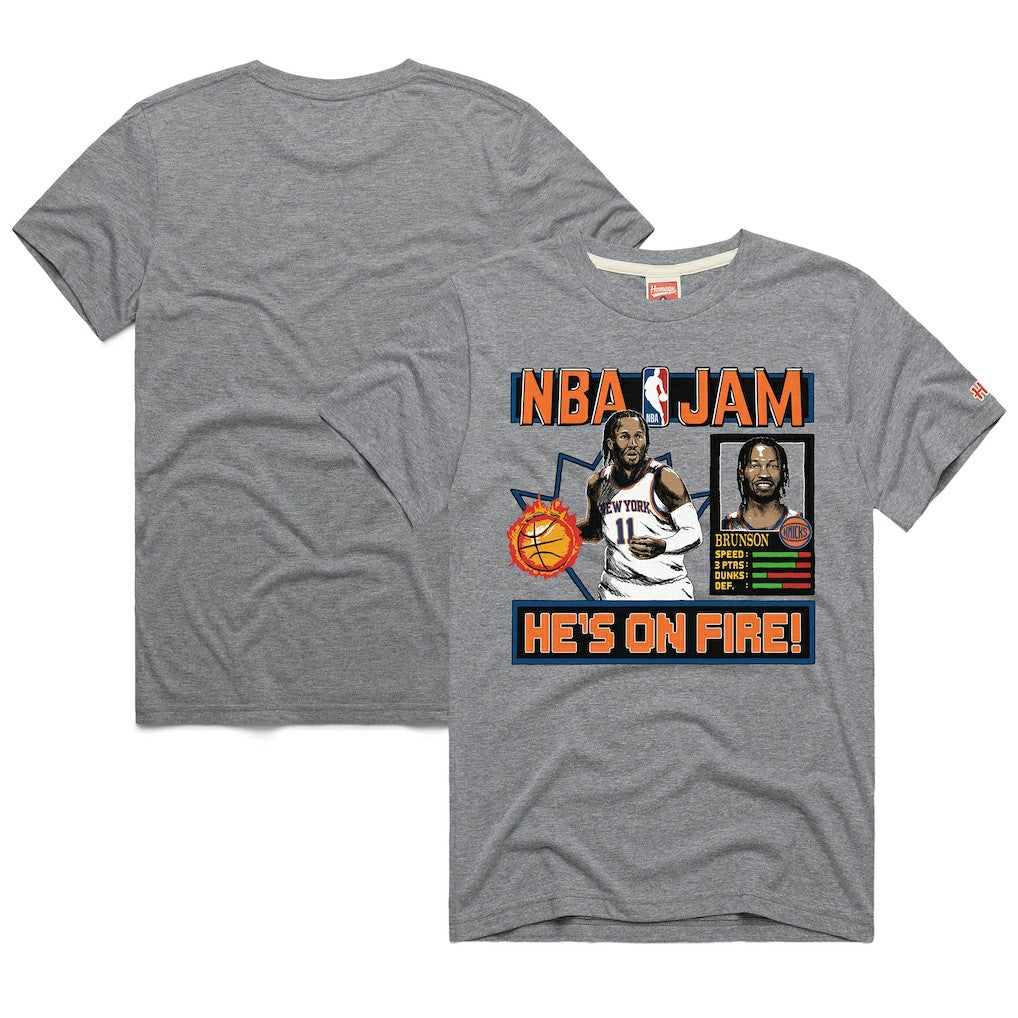 Jalen Brunson New York Knicks Homage Unisex NBA Jam Tri-Blend T-Shirt Gray
