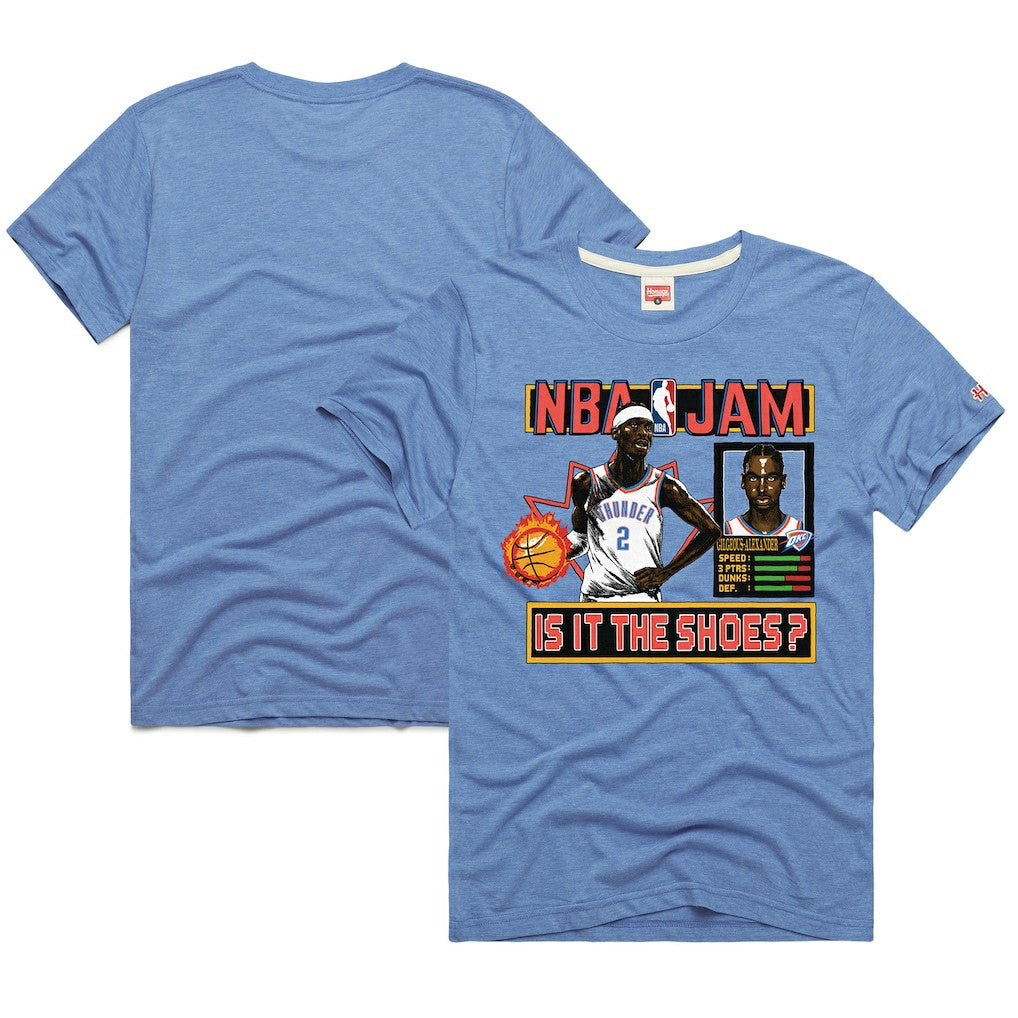 Shai Gilgeous-Alexander Oklahoma City Thunder Homage Unisex NBA Jam Tri-Blend T-Shirt Light Blue