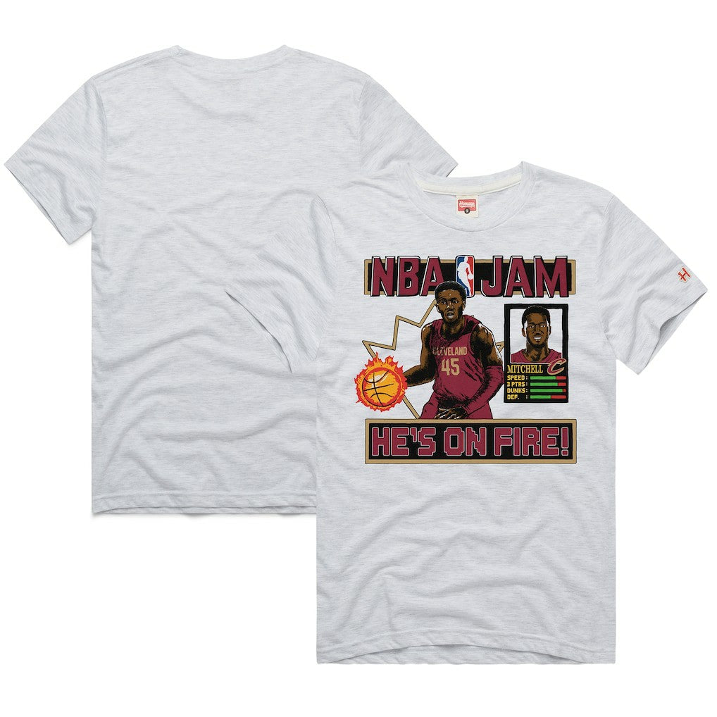 Donovan Mitchell Cleveland Cavaliers Homage Unisex NBA Jam Tri-Blend T-Shirt Ash