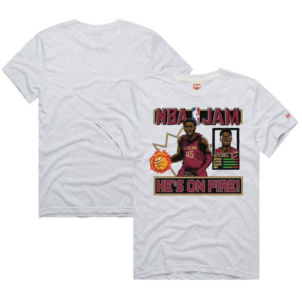 Donovan Mitchell Cleveland Cavaliers Homage Unisex NBA Jam Tri-Blend T-Shirt Ash
