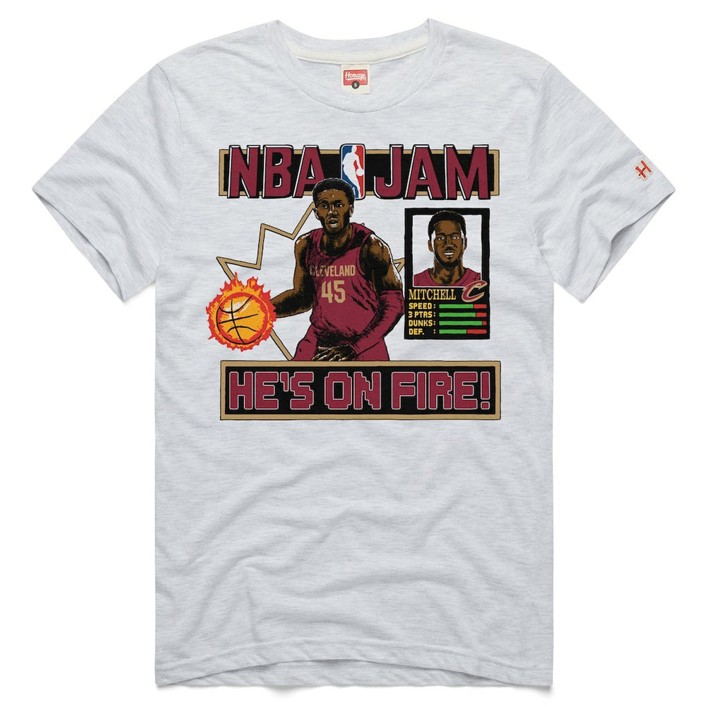 Donovan Mitchell Cleveland Cavaliers Homage Unisex NBA Jam Tri-Blend T-Shirt Ash