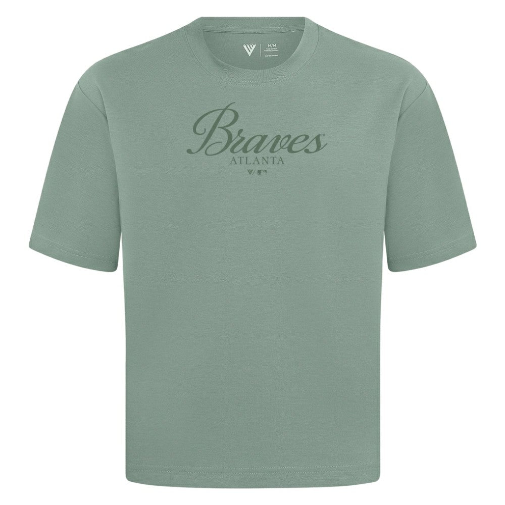 Atlanta Braves Levelwear Ethereal Oversized Luxe Signature Knit T-Shirt Discount