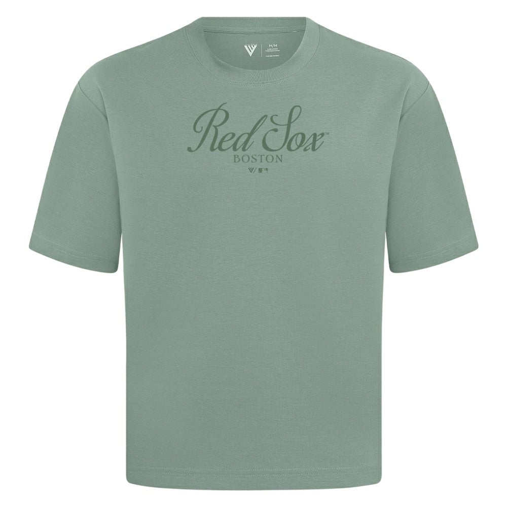 Boston Red Sox Levelwear Ethereal Oversized Luxe Signature Knit T-Shirt for sale